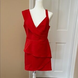 BCBG One-Shoulder Red Layered Cocktail Dress